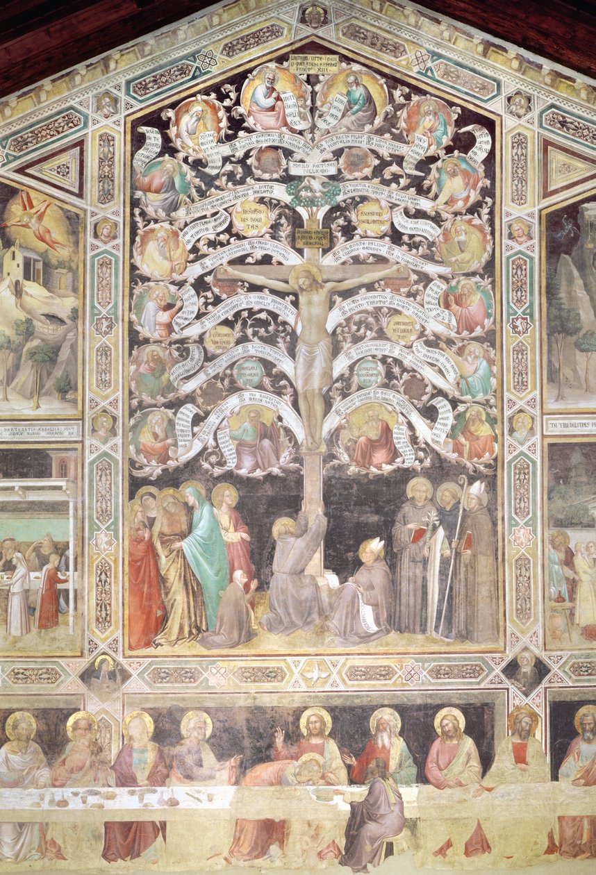 Livets træ og den sidste nadver, 1360 freskodetalje af 85020 af Taddeo Gaddi