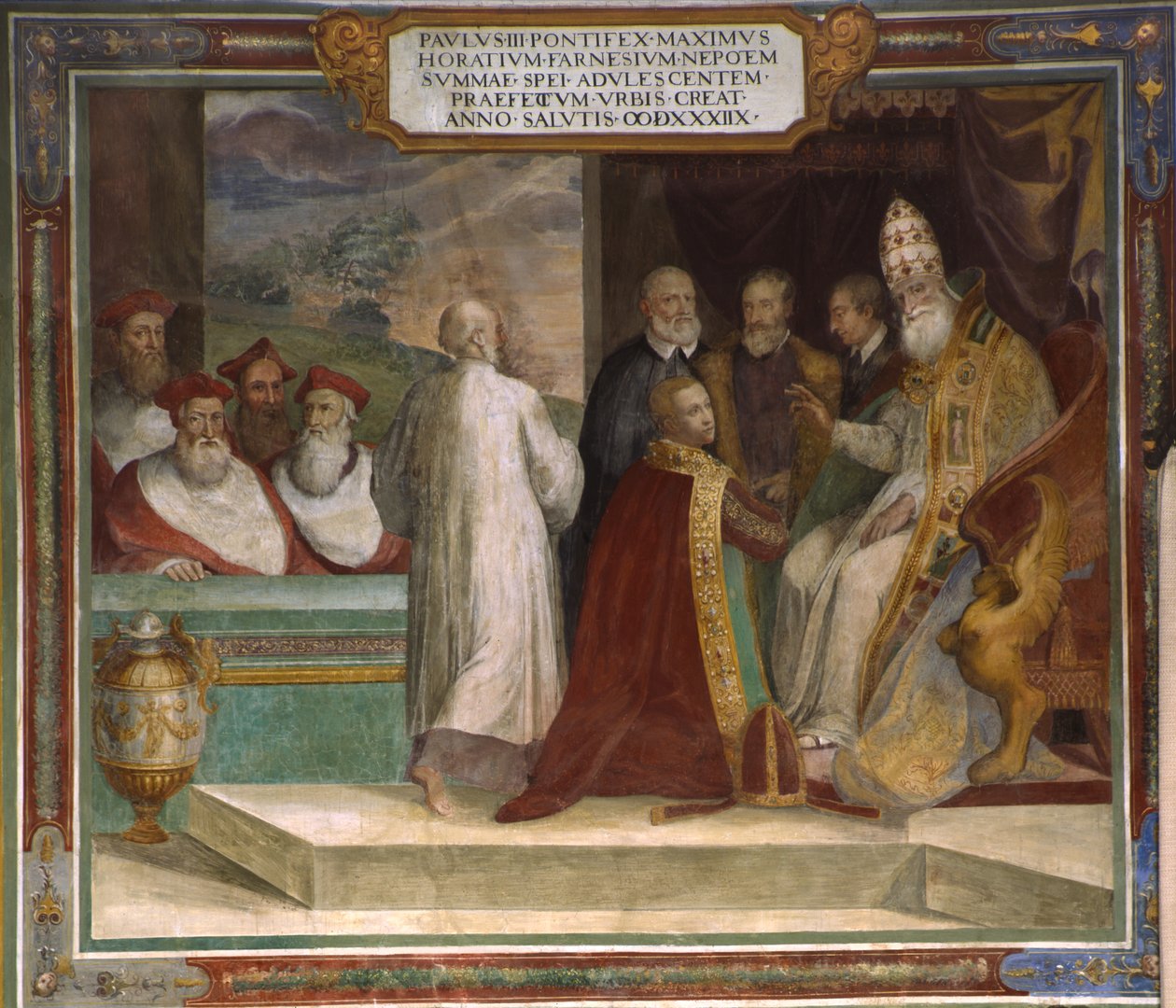 Pave Paul III velsigner sin nevø Horace Farnese af Taddeo Zuccari