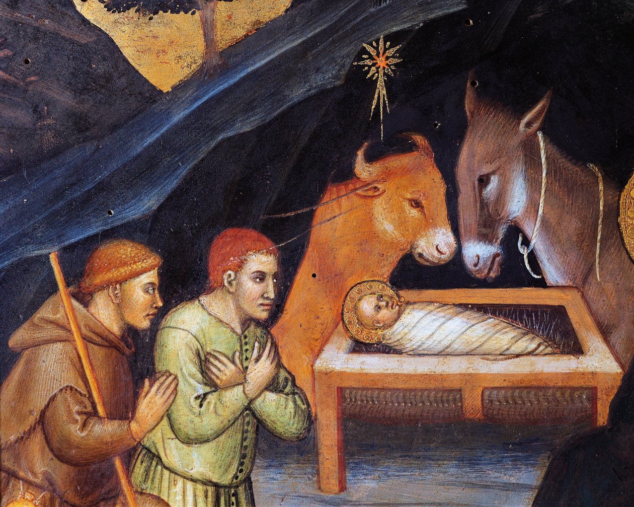 Adoration of Magi af Taddeo di Bartolo (ca. 1362-ca. 1422), tempera på panel, 38x57 cm, detalje af Taddeo di Bartolo