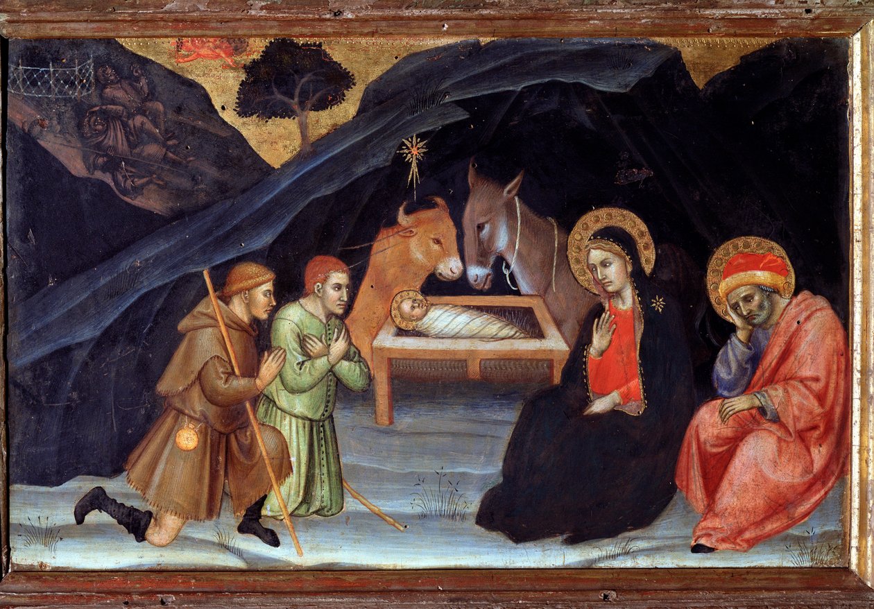 Tilbedelse af hyrderne - tempera på træ af Taddeo di Bartolo
