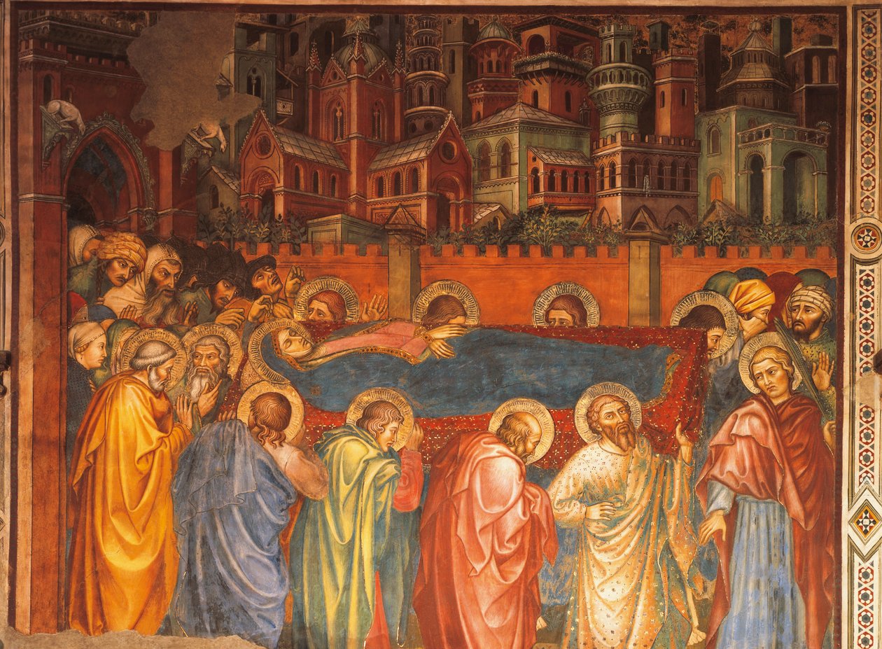 Funeral of Virgin, scene fra Life of Virgin af Taddeo di Bartolo