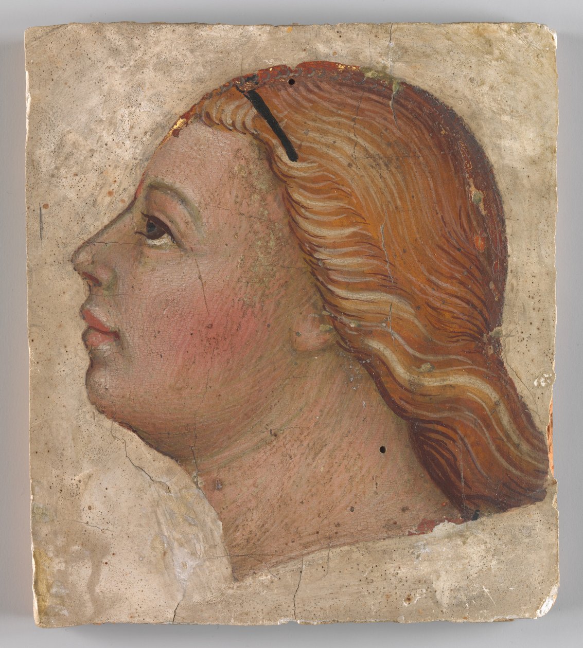 Hoved af en engel i venstre profil, ca. 1397. af Taddeo di Bartolo