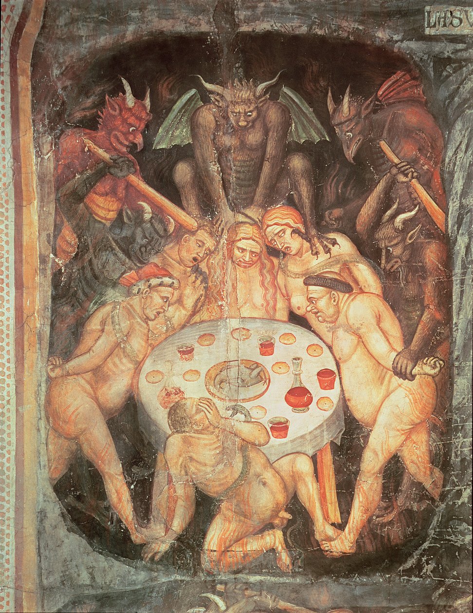 Helvede, detalje af de grådige, ca. 1394 af Taddeo di Bartolo