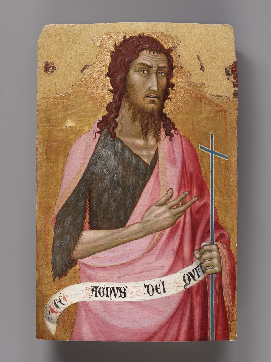Johannes der Täufer, eines von zwei Tafeln eines zerlegten Altars af Taddeo di Bartolo