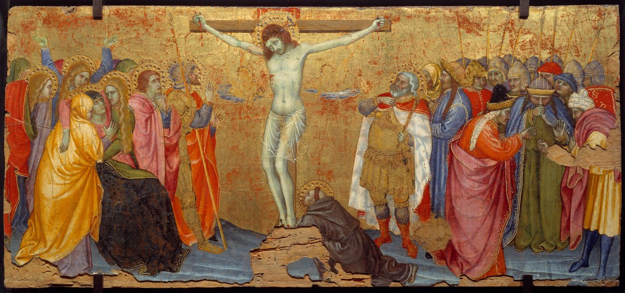 Korsfæstelsen træmaleri af Taddeo di Bartolo (1363-1422) 1300-tallet søn. 2,25x5,57 m af Taddeo di Bartolo