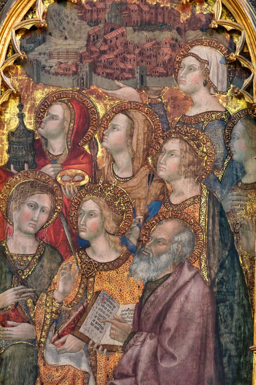 Forskellige helgener tilbeder Madonna, Triptykon af Himmelfarten af Taddeo di Bartolo