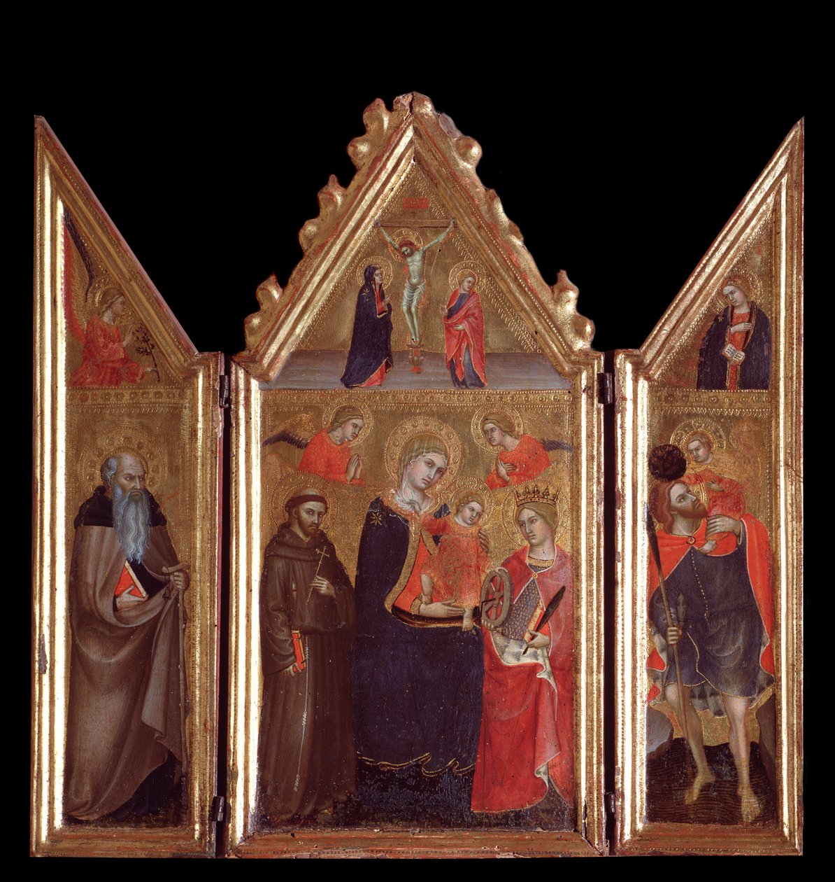 Jomfru med barn og helgener - tempera på træ af Taddeo di Bartolo