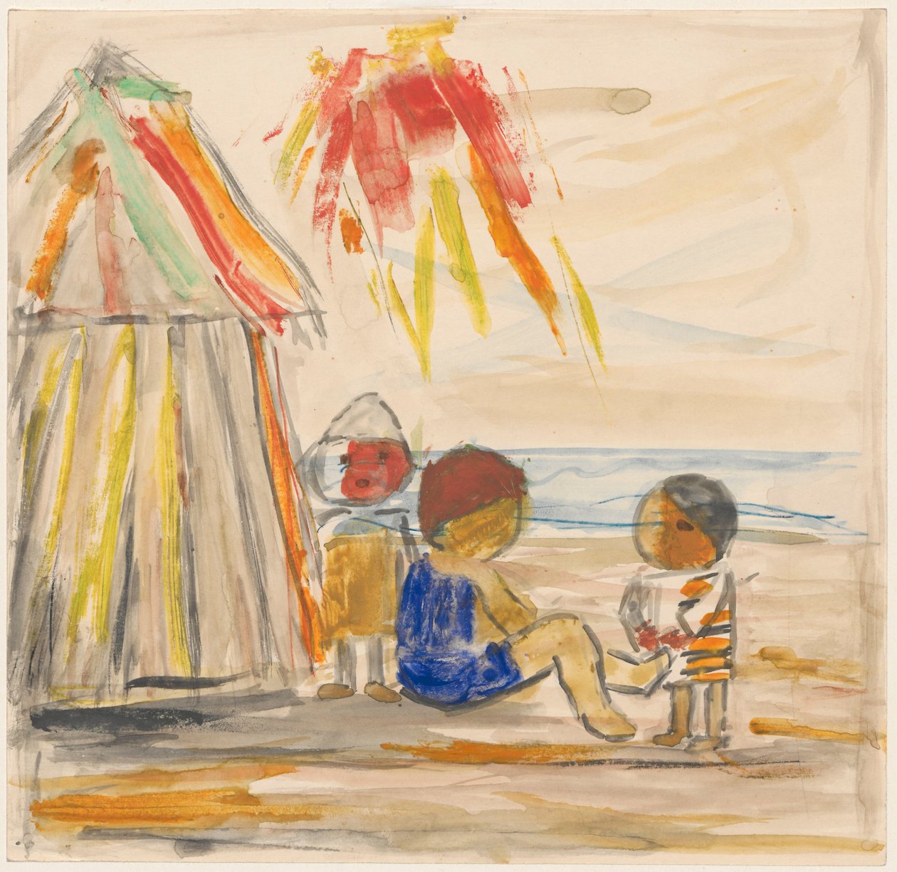 Børn på stranden af Tadeusz Makowski