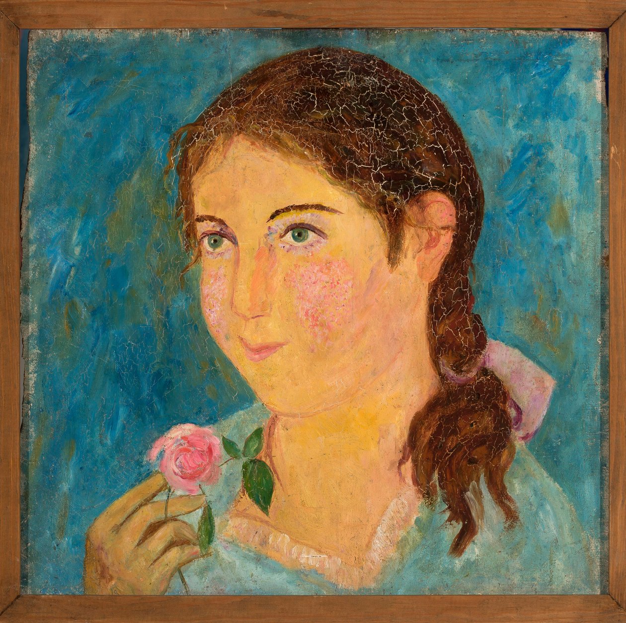 Pigen med en rose i hånden af Tadeusz Makowski