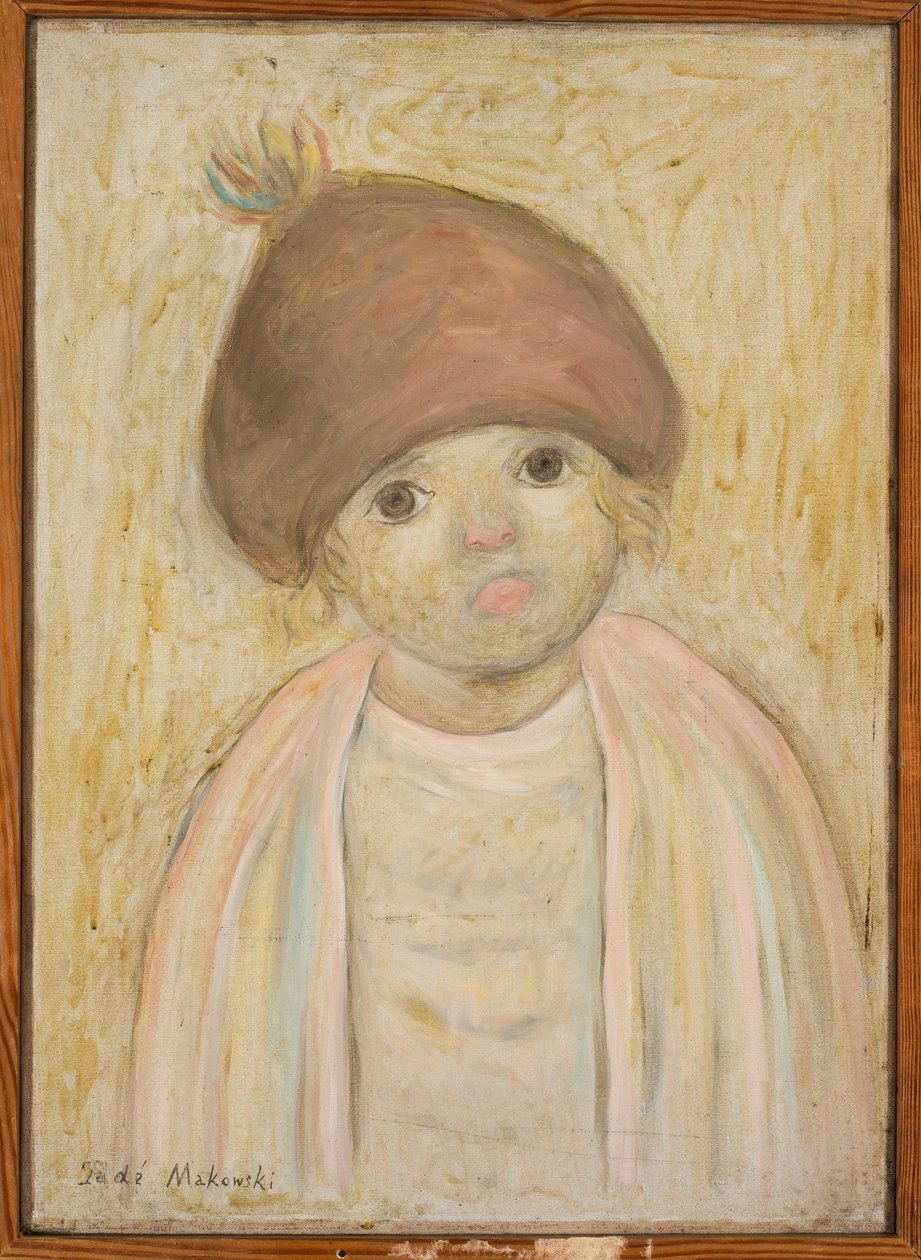 En pige med en beret med pompon af Tadeusz Makowski