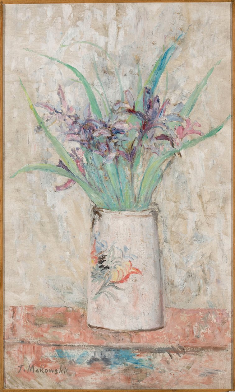 Iris i en hvid vase af Tadeusz Makowski