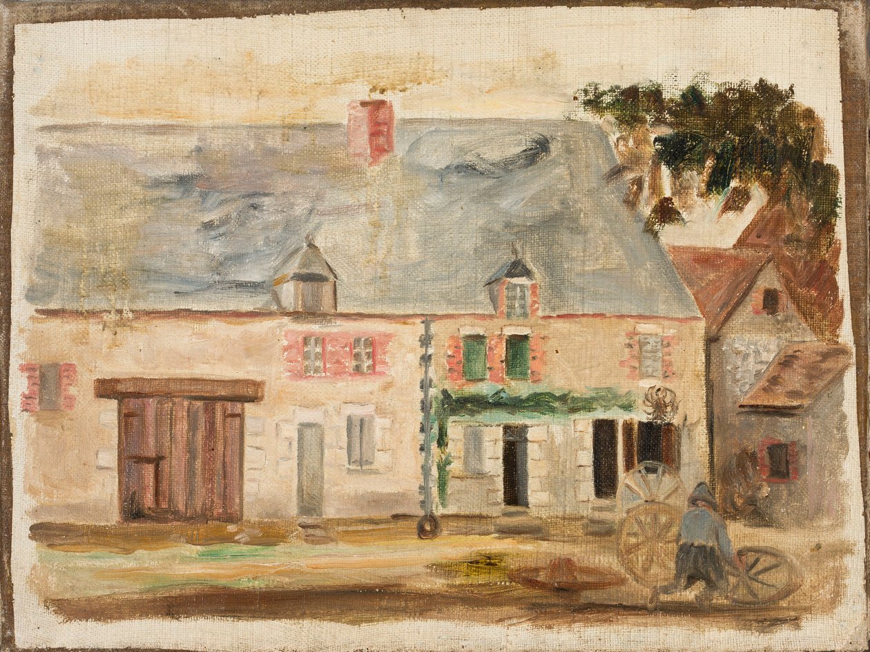 Hjulmager foran huset af Tadeusz Makowski