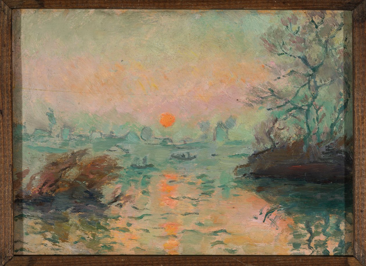 Landskab ved solnedgang af Tadeusz Makowski