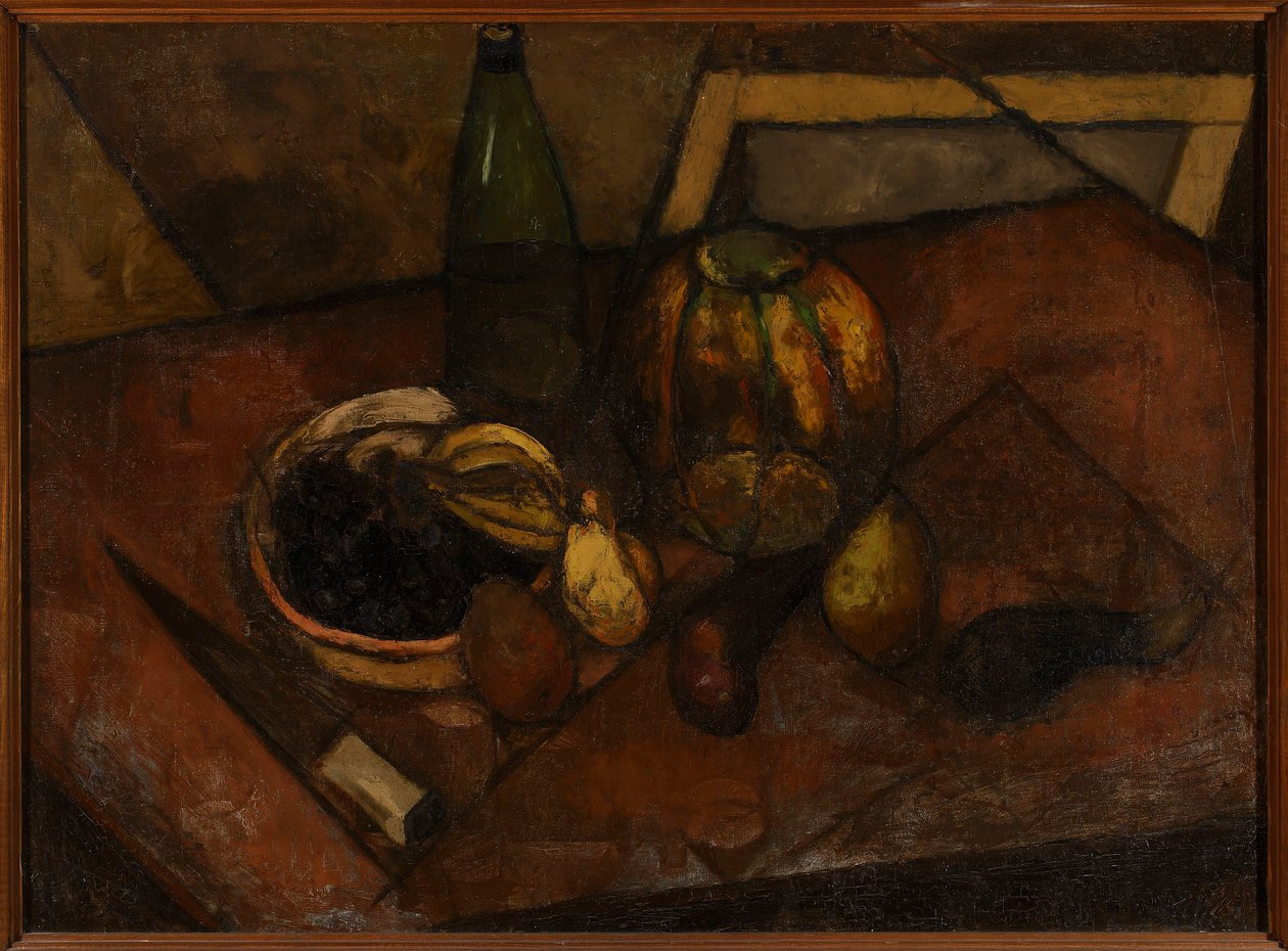 Stilleben med melon og kniv af Tadeusz Makowski