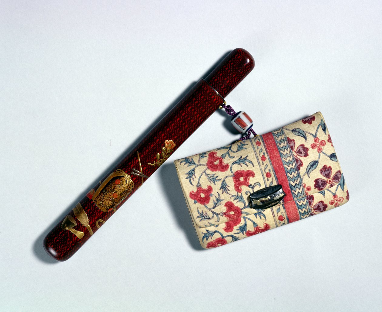 Tobakspose og pibeholder, japansk, 1800-tallet af Taishin Ikeda