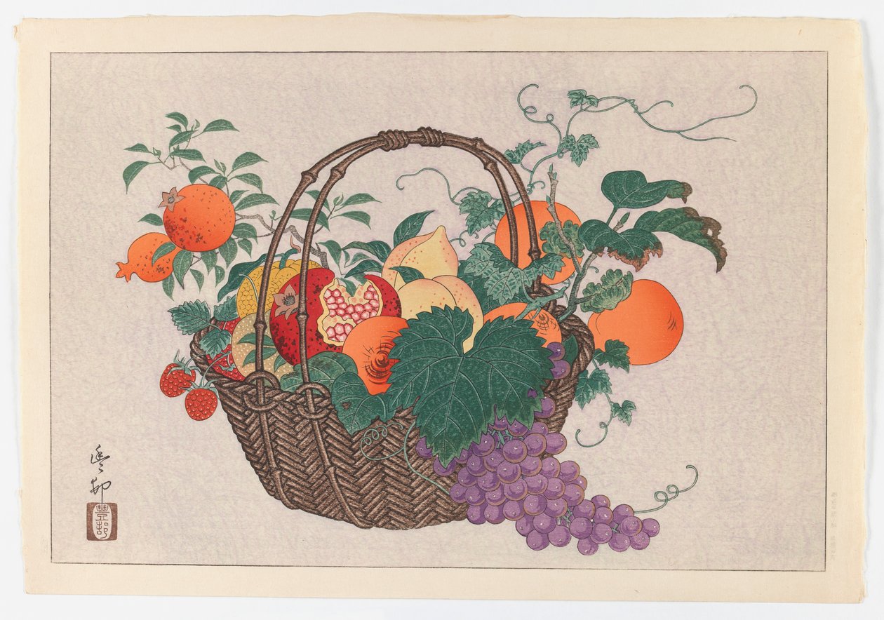 Stilleben med frugtkurv, ca. 1930 (tryk) af Taisu Taisu