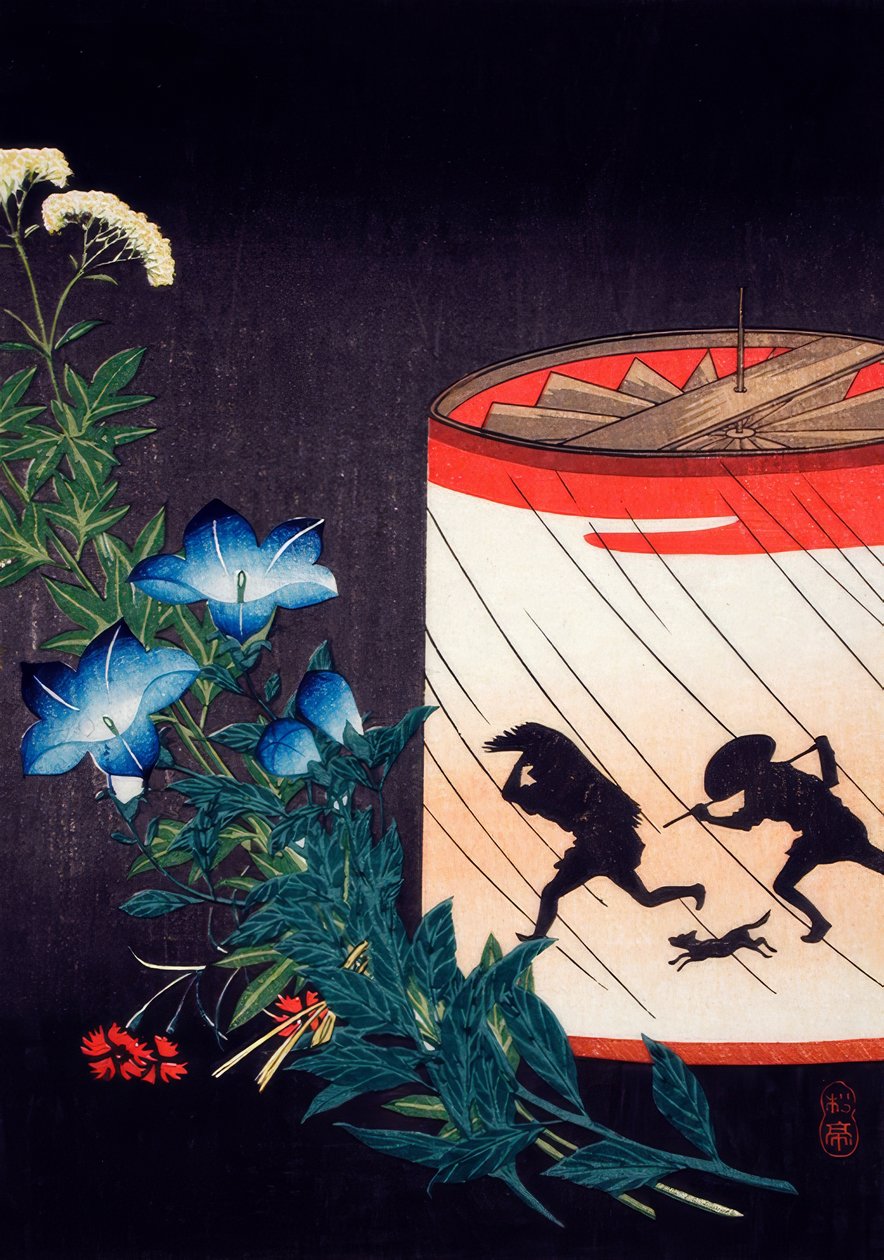 Klokkeblomst og lanterne af Takahashi Hiroaki