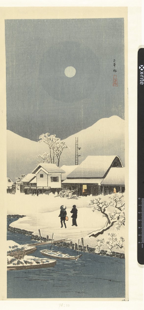 Snelandskab i måneskin Nihonmatsu (titel på objekt) af Takahashi Hiroaki