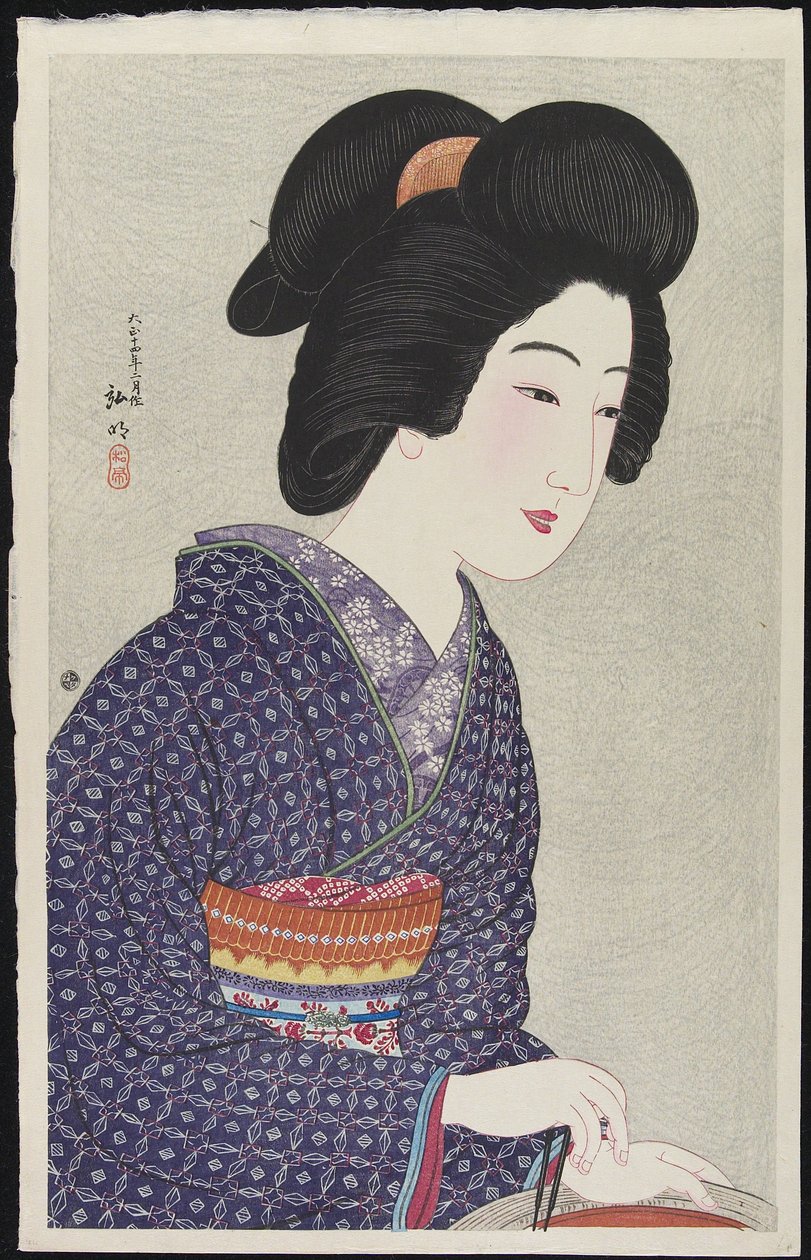 Kvinde ved en brændeovn, februar 1925 af Takahashi Hiroaki