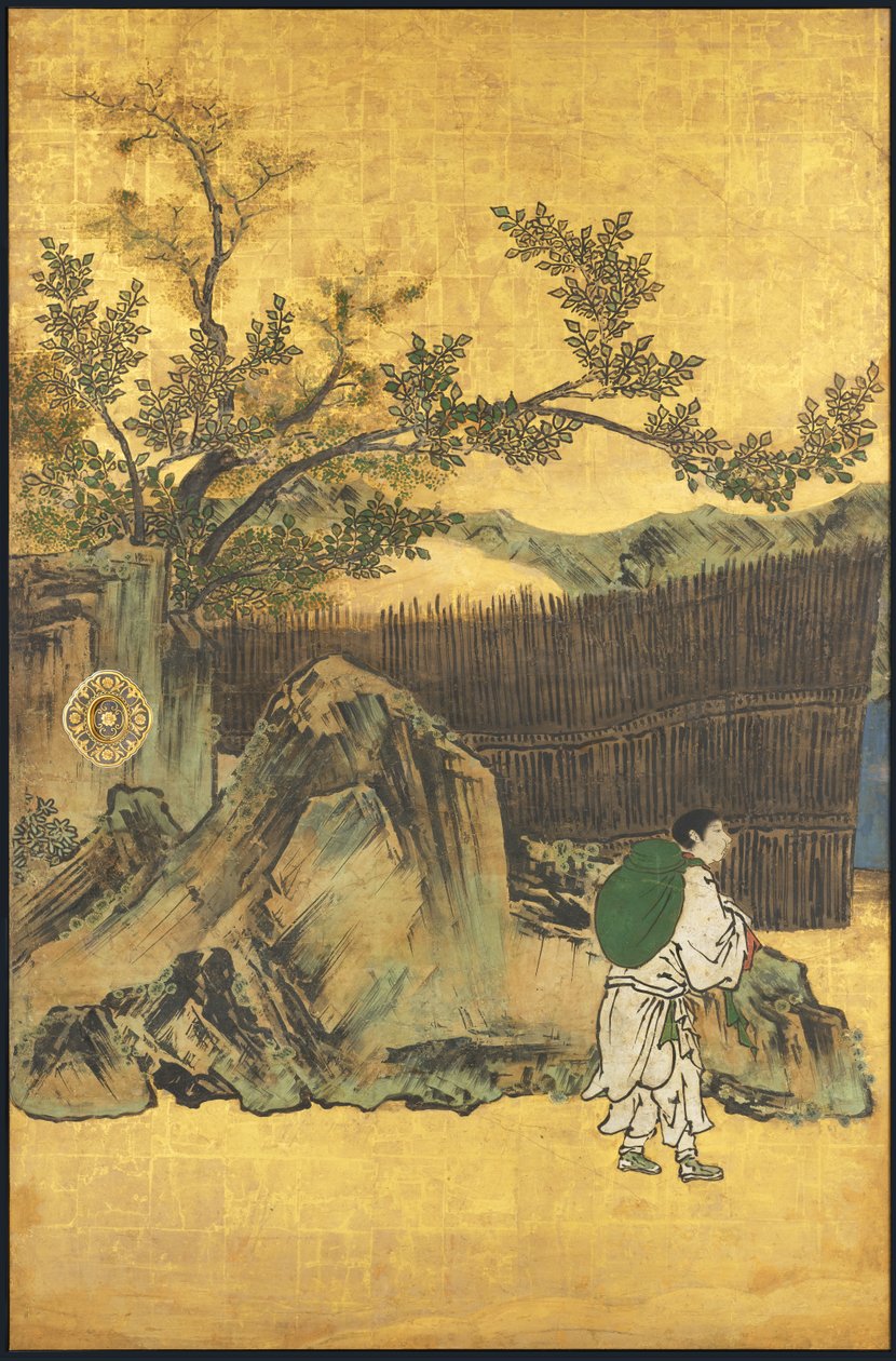 A Game of Go, fra de fire Præstationer, begyndelsen af det 17. århundrede (glideskærm; blæk, farve og guld på papir) af Takanobu Kano
