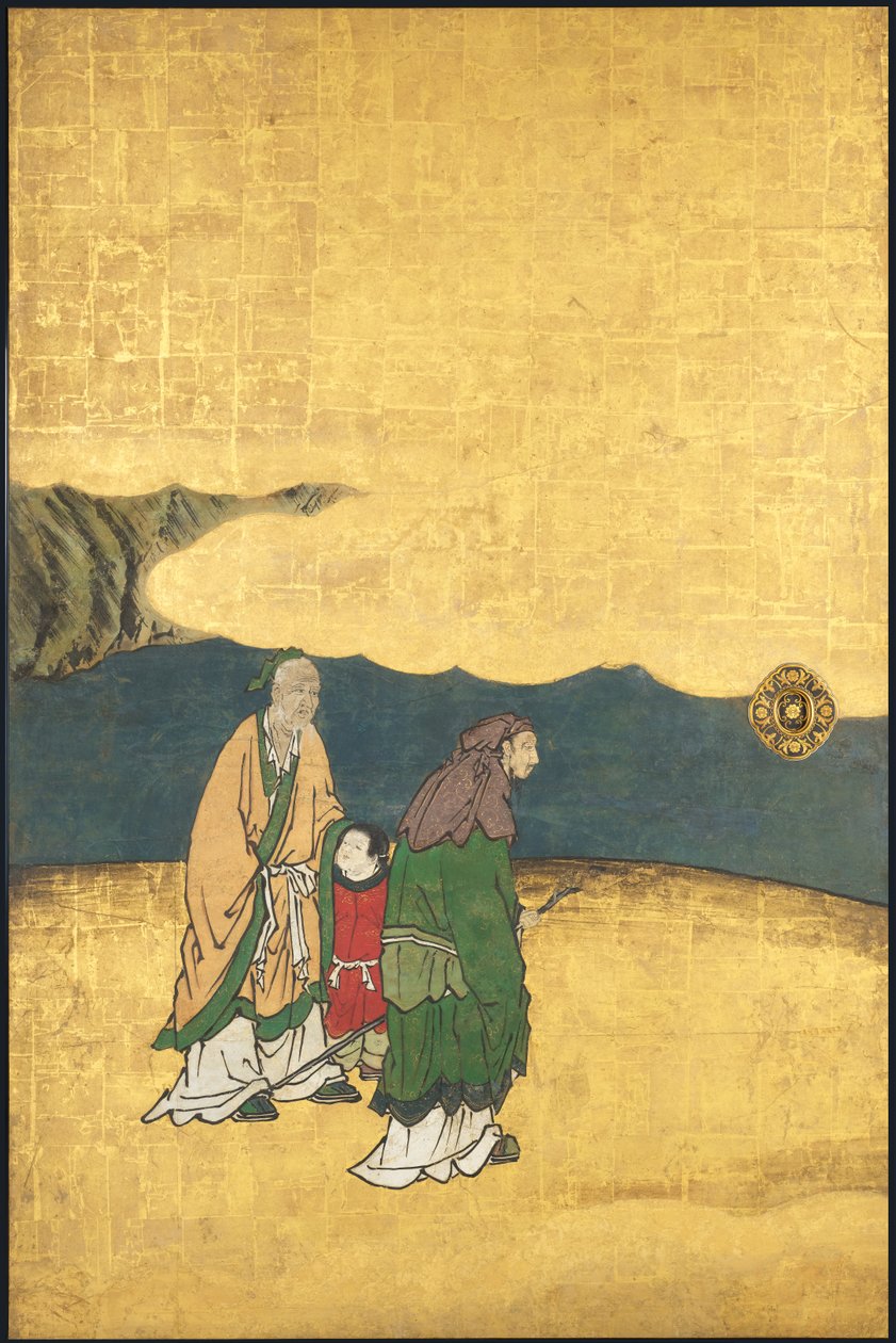 A Game of Go, fra de fire Præstationer, begyndelsen af det 17. århundrede (glideskærm; blæk, farve og guld på papir) af Takanobu Kano