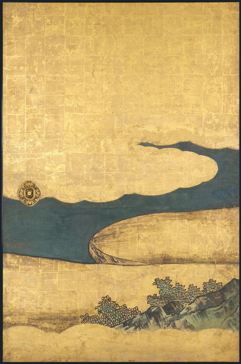 A Game of Go, fra de fire Præstationer, begyndelsen af det 17. århundrede (glideskærm; blæk, farve og guld på papir) af Takanobu Kano