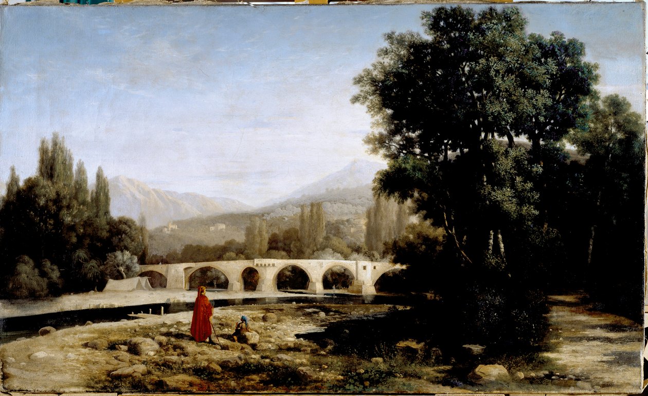 Dante og floden Entella eller passageillustration af skærsilden i "" La divina commedia"" (Den guddommelige komedie) af Dante Alighieri (1265-1321) Maleri af Tammar Luxoro (1824-1899) Omkring 1861 Dim. 62x105 cm Gener, Civica Galleria d
