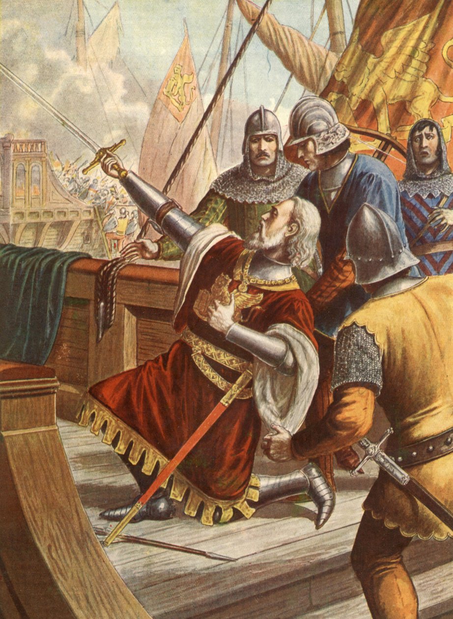Den italienske admiral Luciano Doria blev dræbt i 1379 under krigen mellem Genova og Venedig, illustration, 30