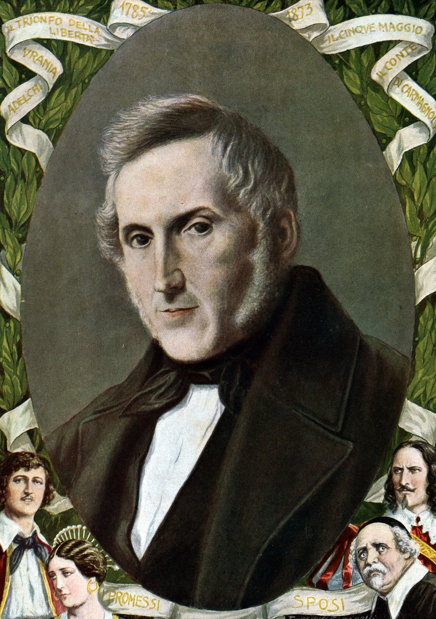 Portræt af Alessandro Manzoni (1785 - 1873), italiensk forfatter Illustration af Tancredi Scarpelli (1866-1937) fra "Storia d