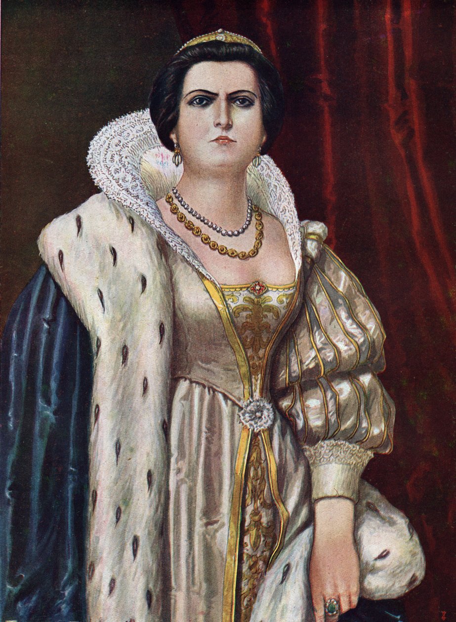 Portræt af Lucrezia Borgia (Lucrece Borgia) (1480 - 1519) Illustration af Tancredi Scarpelli (1866-1937) fra "Storia d