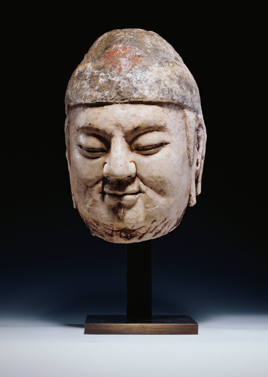 Et marmorhoved af en embedsmand, Tang-dynastiet eller lidt tidligere, ca. 618-907 af Tang Dynasty Chinese School