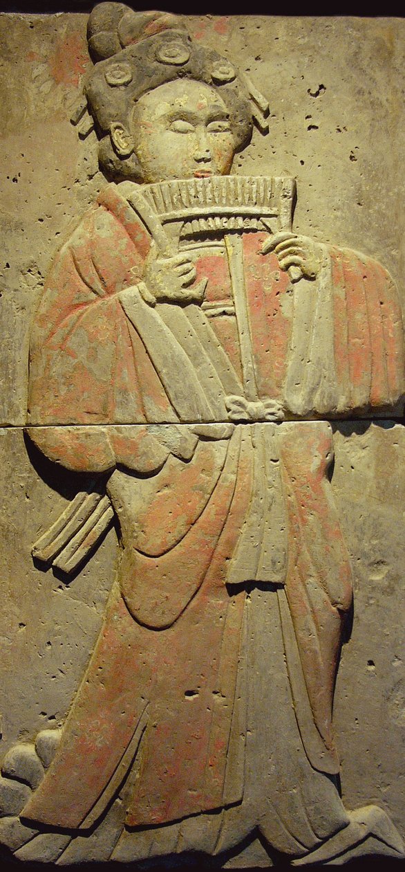 Terracotta stele med musiker, Tang-dynastiet af Tang Dynasty Chinese School