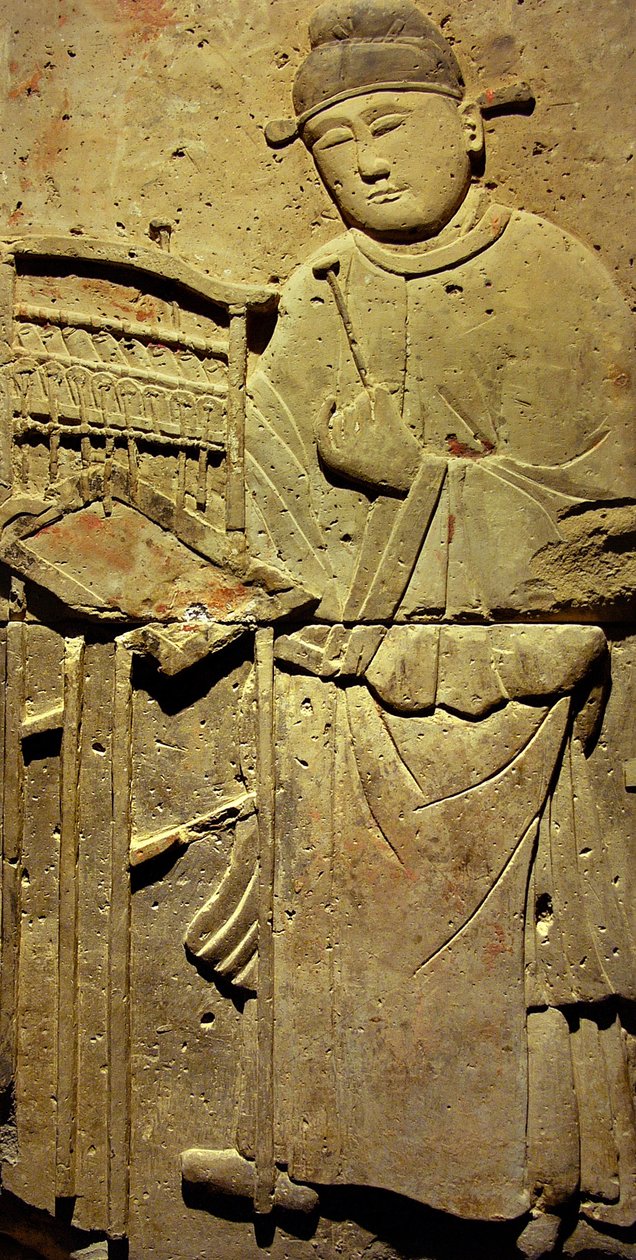 Terracotta stele med musiker, Tang-dynastiet af Tang Dynasty Chinese School