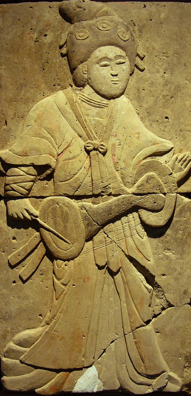 Terracotta stele med musiker, Tang-dynastiet af Tang Dynasty Chinese School