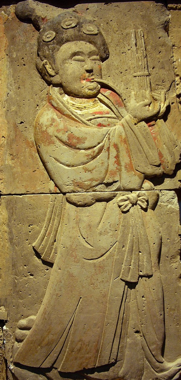 Terracotta stele med musiker, Tang-dynastiet af Tang Dynasty Chinese School