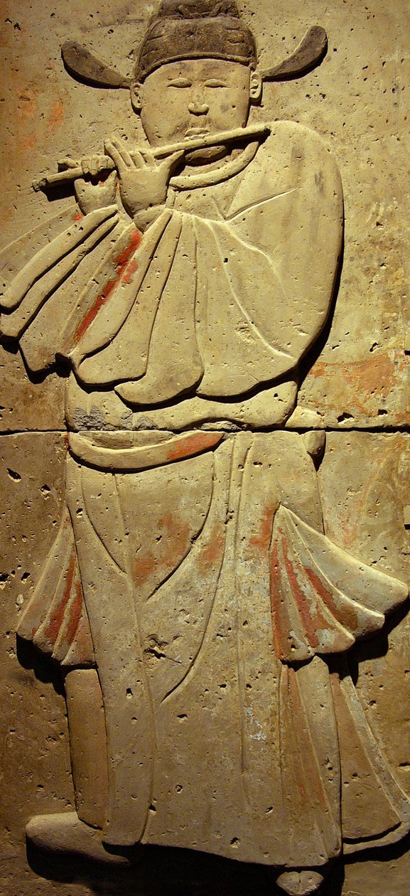 Terracotta stele med musiker, Tang-dynastiet af Tang Dynasty Chinese School