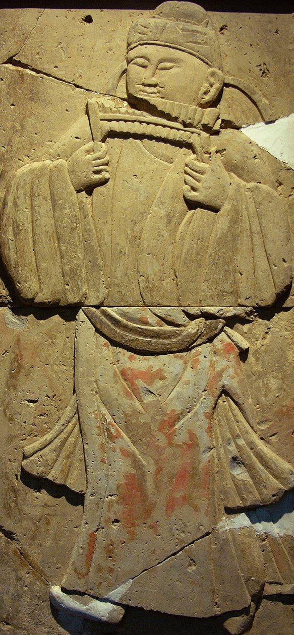 Terracotta stele med musiker, Tang-dynastiet af Tang Dynasty Chinese School