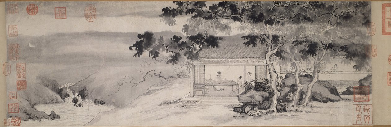 Drikker om natten, Ming-dynastiet, ca. 1520-23 af Yin Tang