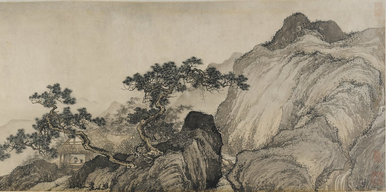 The Thatched Hut of Dreaming of an Immortal, Ming-dynasti (blæk og farve på papir) af Yin Tang