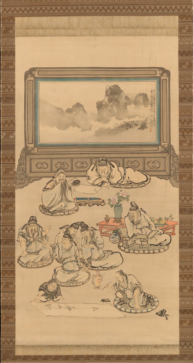 De otte udødelige i vinkoppen, 1828. af Tani Buncho