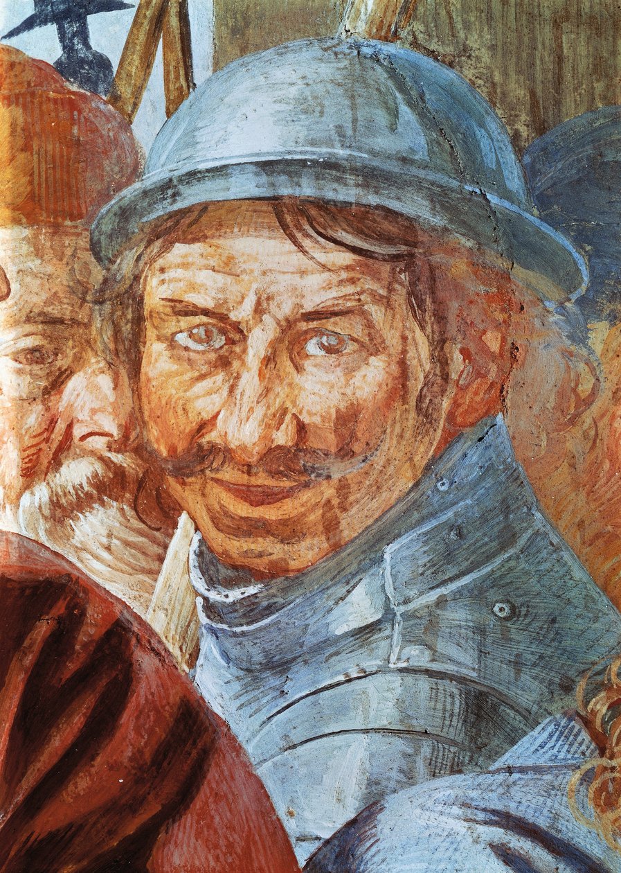 Krigerens leder, detalje fra fresco, af Antonio d