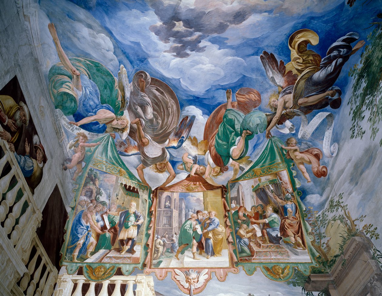 Jesus bliver præsenteret for Pilatus, detalje fra hvælving fresker af Antonio d