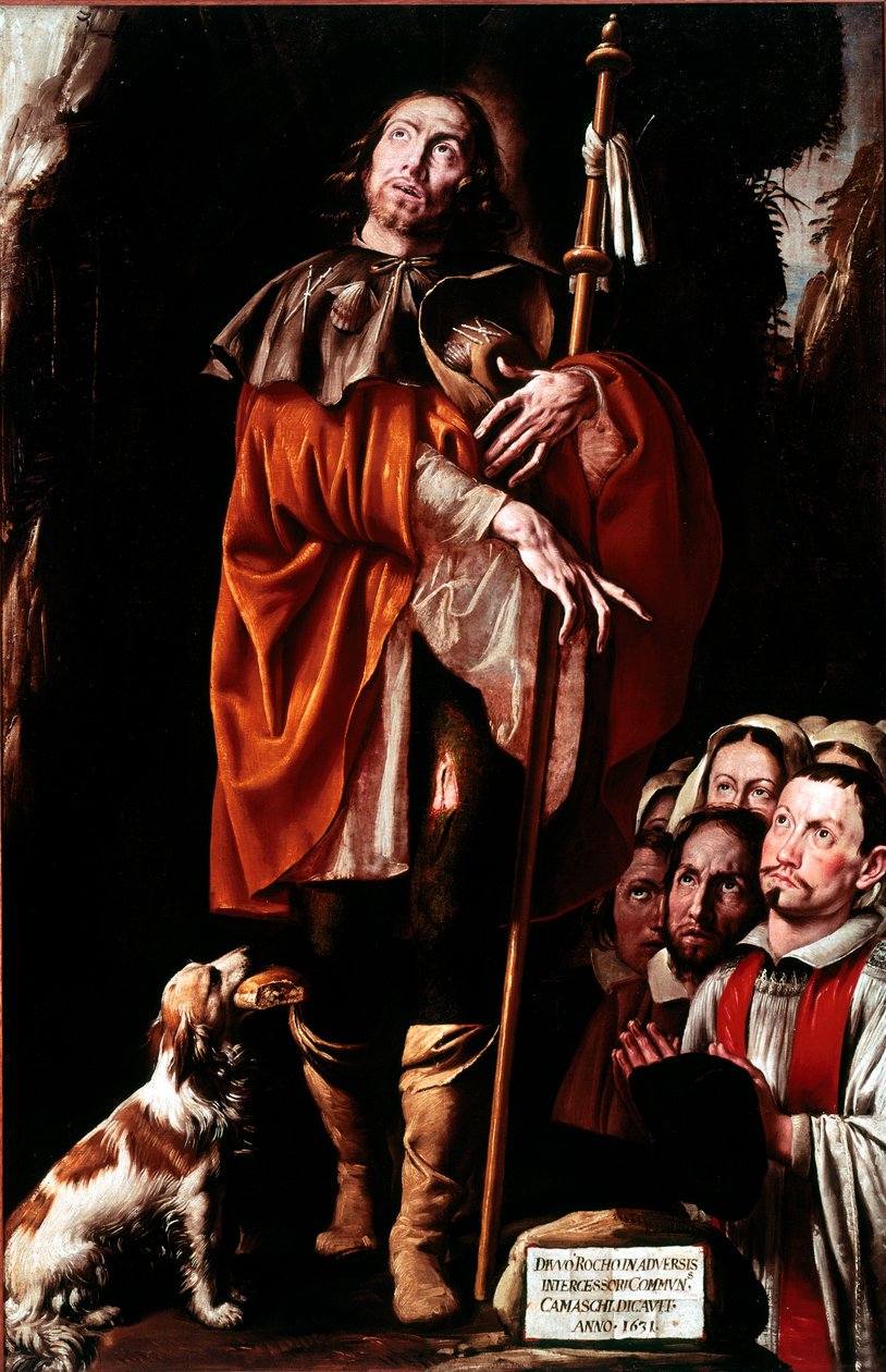 Saint Roch Helgenen bærer pestsvulsten på benet. Maleri af Tanzio da Varallo af Tanzio da Varallo