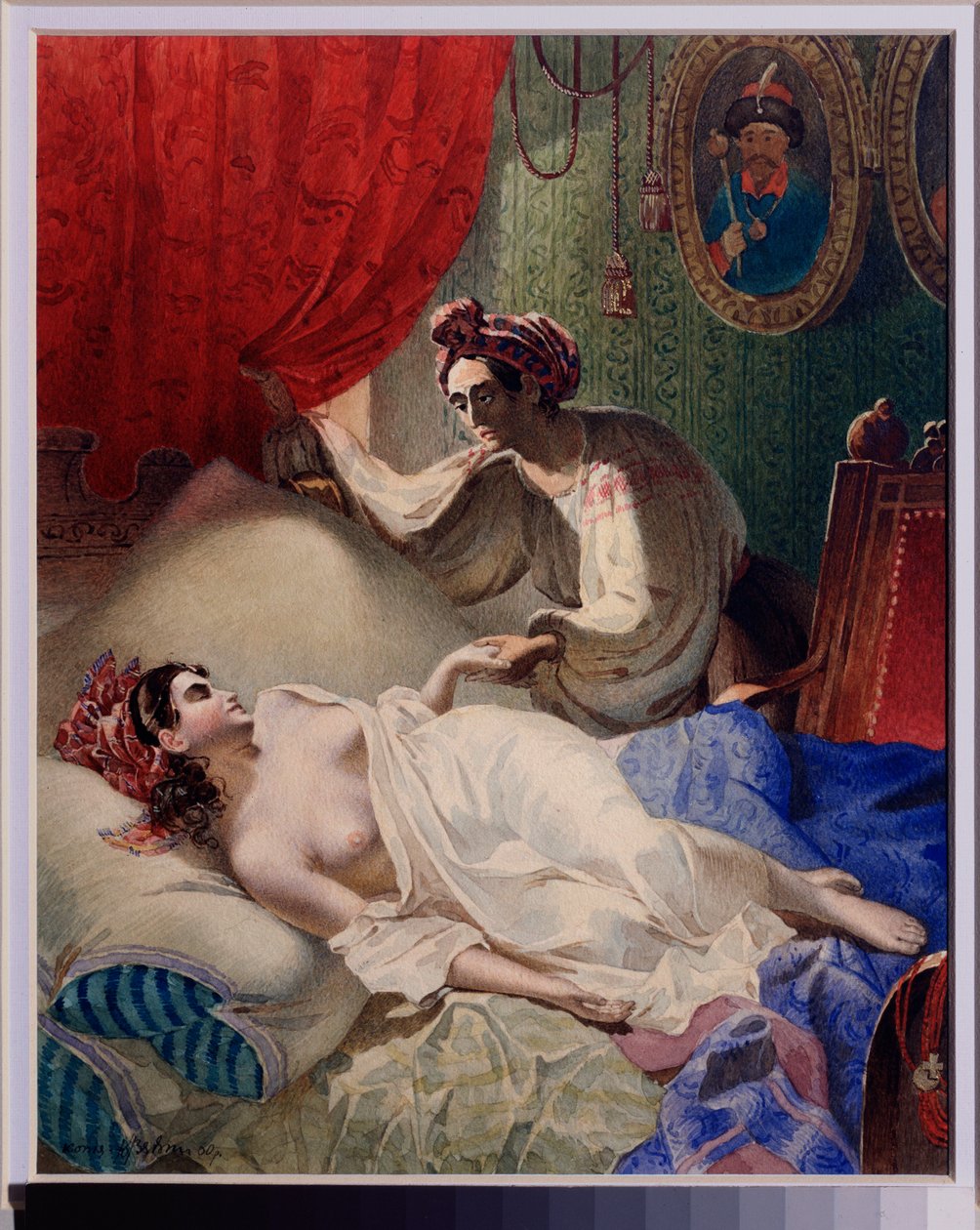 Illustration til digtet ""Poltava""af Alexander Pushkin (1799-1837). Værk af Taras Grigoryevich Shevchenko (Shevchenko) (1814-1861), akvarel, blæk og guld på papir af Taras Grigoryevich Shevchenko