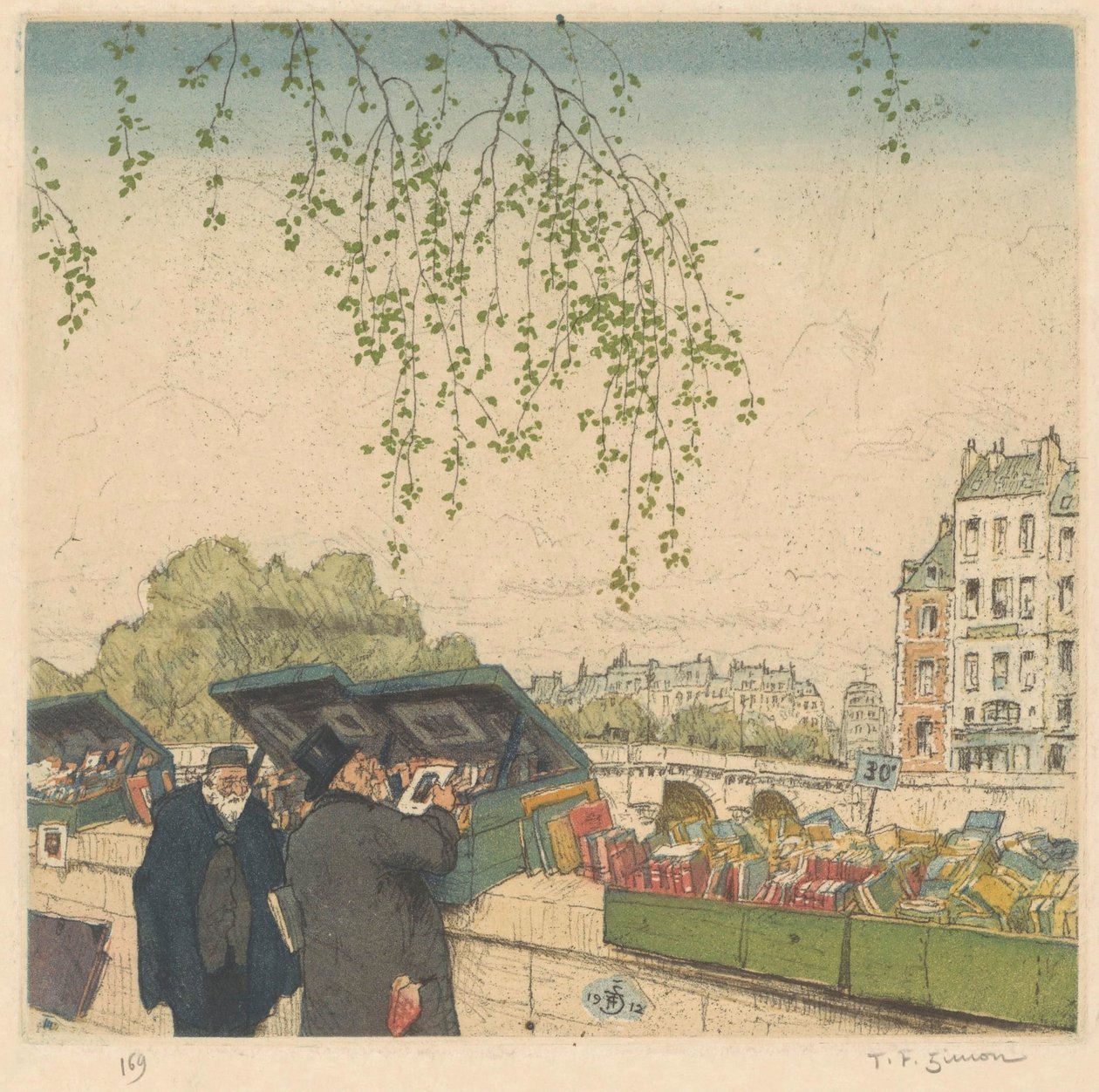Boghandler på en kaj i Paris af Tavík František Šimon (signed by artist)