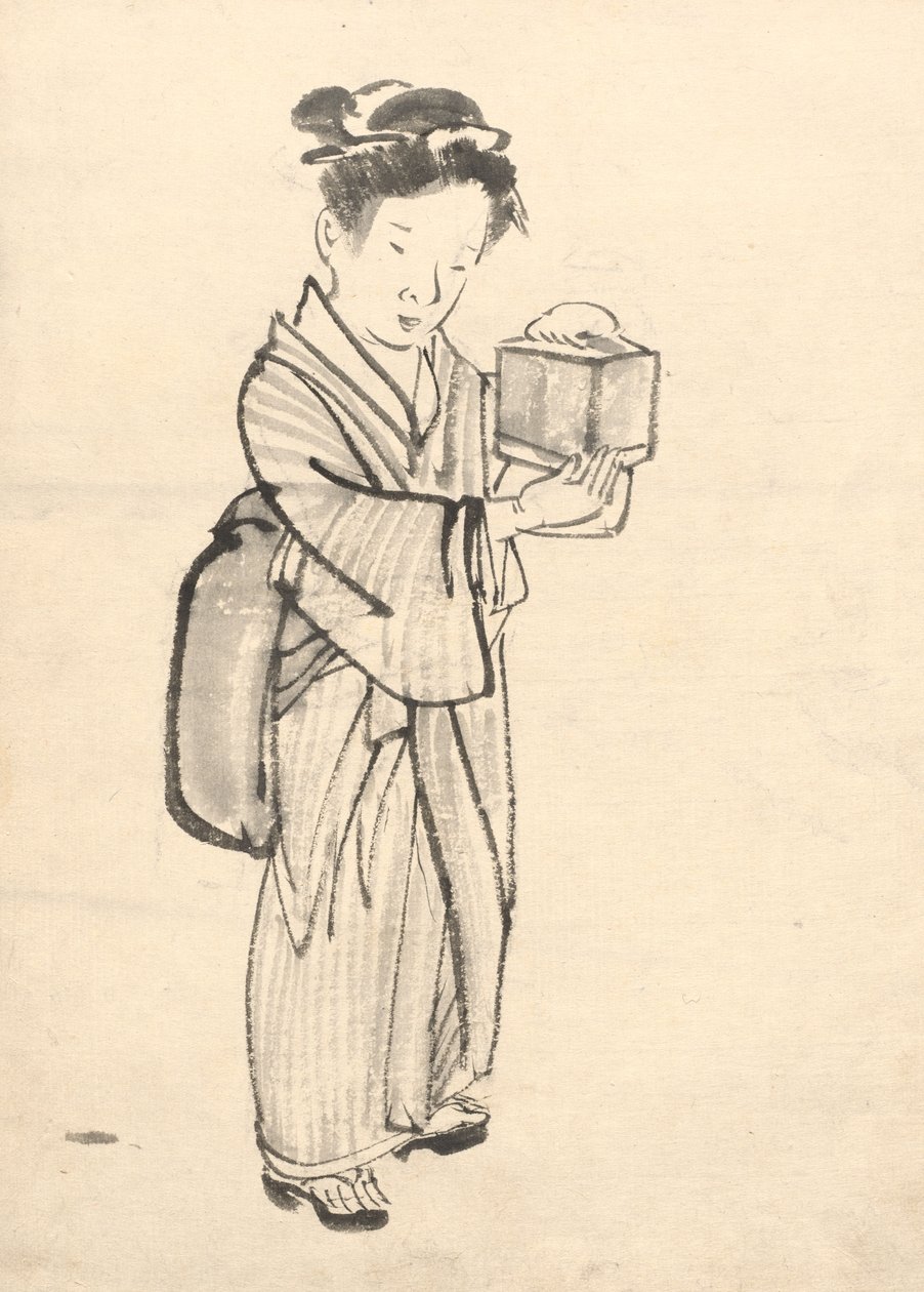 Pige, der holder et cricketbur af Tawaraya Sōri