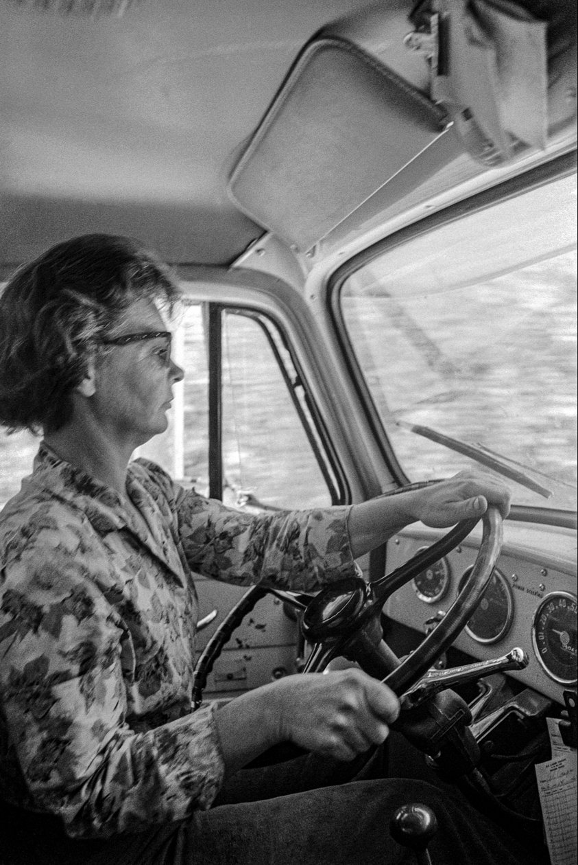 Mildred Cooper er en 43-årig bedstemor, der er lastbilchauffør med tømmerbil. af Ted Spiegel