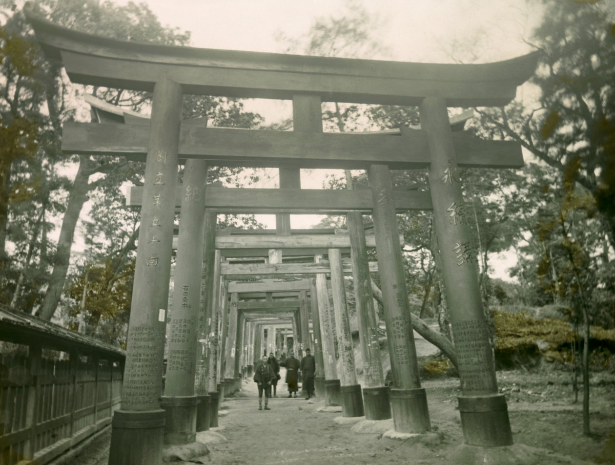 Torii i Inari Kyoto-helligdommen, ca. 1900-1915 (fotografi) af Teijiro Takagi
