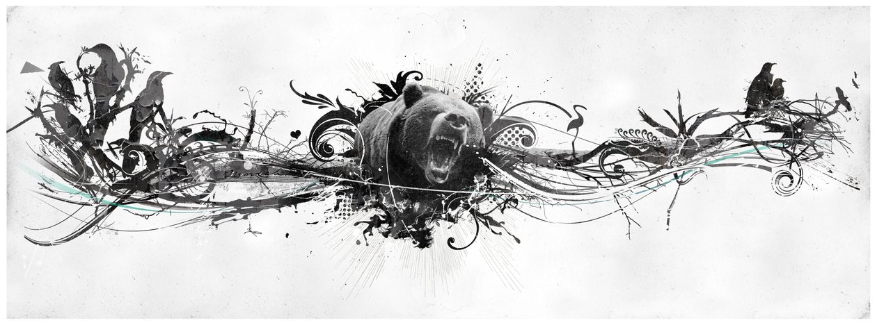 Bear Growl, 2014 (Collage på lærred) af Teis Albers