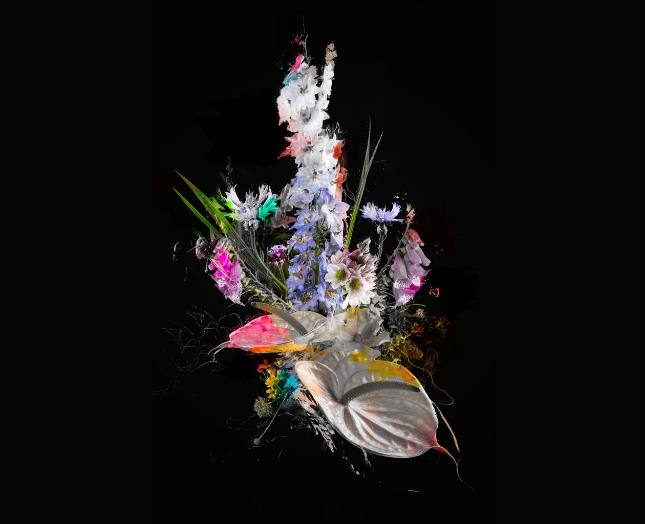 Bouquet II, 2017 (blandet medier på lærred) af Teis Albers